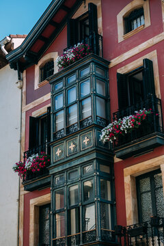 Colorful stone houses in Elorrio, Vizcaya, Spain