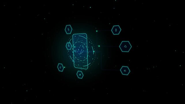 Digital mobile banking interface with global currency and hud data overlay fintech digital wallet cryptocurrency