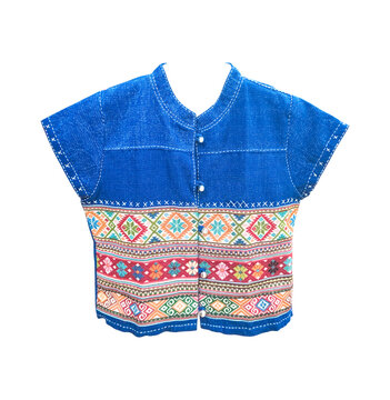 Traditional northern Thai shirt with beautiful patterns isolated on white