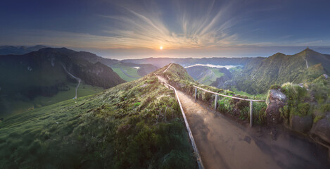 Fototapeta premium Mountain landscape Ponta Delgada island, Azores
