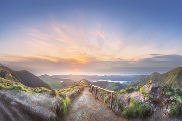 Fototapeta premium Mountain landscape Ponta Delgada island, Azores