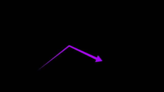 4k hand-drawn brush stroke arrow isolated on a black background. business arrow graph going up volatile market graph. motion . animation 4k video,Creative Graph hand drawn arrow chart growing up.