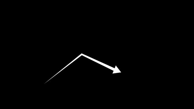 4k hand-drawn brush stroke arrow isolated on a black background. business arrow graph going up volatile market graph. motion . animation 4k video,Creative Graph hand drawn arrow chart growing up.