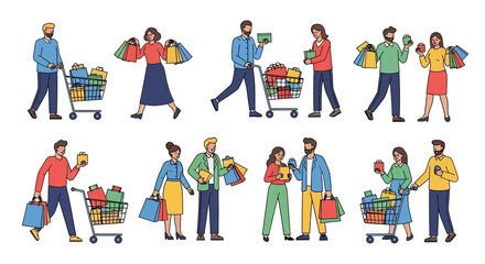 Fototapeta premium Vibrant and energetic vector illustration featuring colorful geometric shapes and dynamic lines on a clean white background, suitable for modern graphic design and digital media.