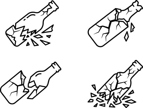 Collection of broken glass bottle icons