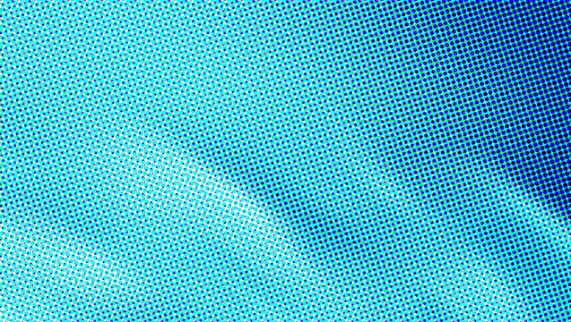 Halftone blue gradient background, retro comic book texture with cyan dots, abstract pop art pattern for graphic design