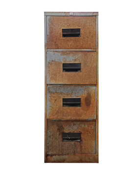 An old, rusty steel filing cabinet PNG transparent.