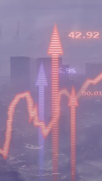 Animation of data processing over cityscape