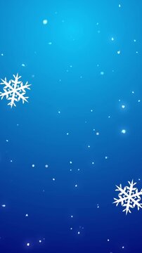 Animation of snowflakes and snow on blue background