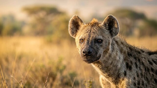 hyena close up at morning light in serengeti national park tanzania video