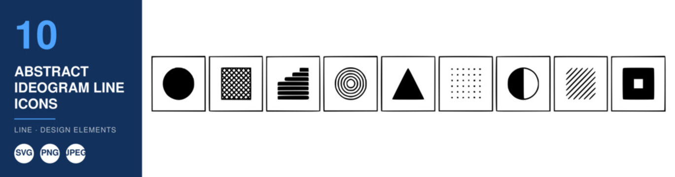 Abstract Diagram Icons Set with Geometric Shapes and Line Art. Minimalist Design Elements for Creative Projects and Visual Communication.