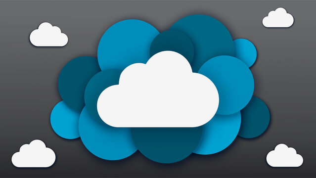 Abstrakte Darstellung einer gro&szlig;en Cloud vor einem Hintergrund aus blauen Kreisen
