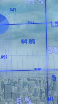 Animation of data processing over cityscape