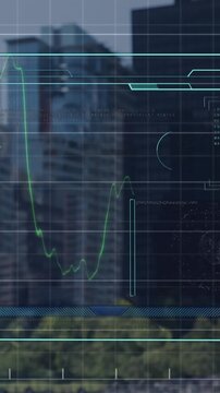 Animation of data processing over cityscape
