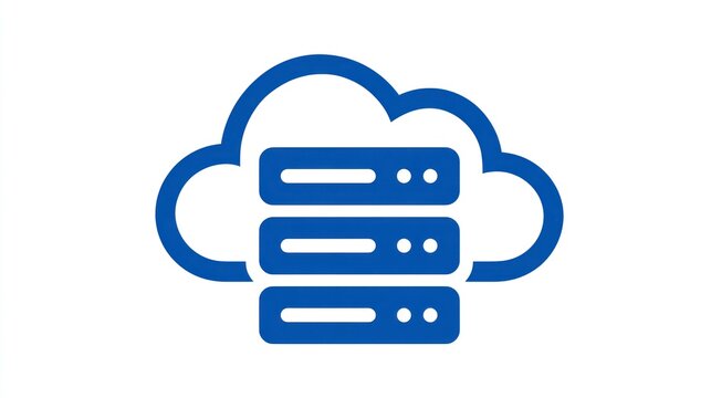 A blue cloud with a blue icon of a server inside it, against a white background.