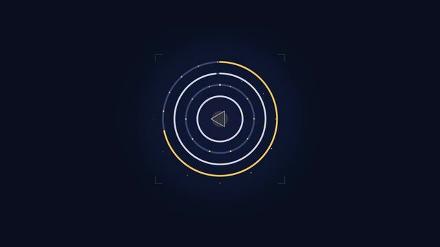 Abstract animated clinical trial advancing through its phases drawn as cool blue-white lines and shapes on a deep dark background. Seamless looping 4K motion graphics video with free space for text, i