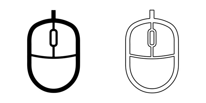 Two computer mouse icons in black and white line art style for digital interface design.