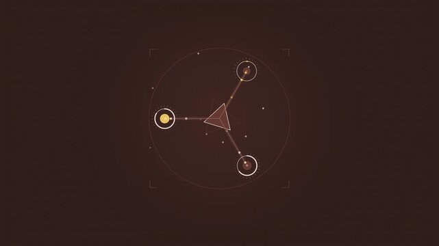 Abstract animated patients triaged and routed by priority drawn as amber and orange lines and shapes on a deep dark background. Seamless looping 4K motion graphics video with free space for text, idea
