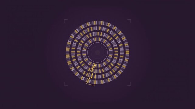 Abstract animated methylation marks mapped along DNA drawn as amber and orange lines and shapes on a deep dark background. Seamless looping 4K motion graphics video with free space for text, ideal for