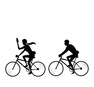 自転車に乗る人物シルエット