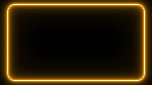 Rectangular neon frame animated borders frame glowing neon lights loop animation. Trendy Glow Light 4K Video Animation. transparent background