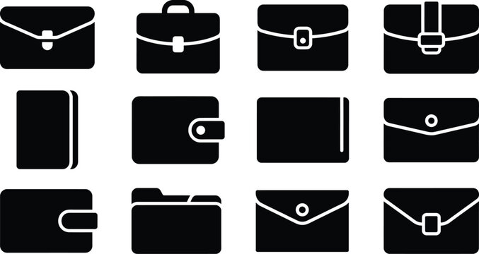 Business and personal carry item icon set for finance travel and personal organization