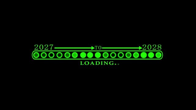 Business Transition from 2028 to 2029 with Digital Progress Loading Bar Enterprise Transformation Goal Tracking Productivity Improvement and Business time line animation.