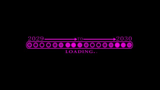Business Transition from 2029 to 2030 with Digital Progress Loading Bar Enterprise Transformation Goal Tracking Productivity Improvement and Business time line animation.