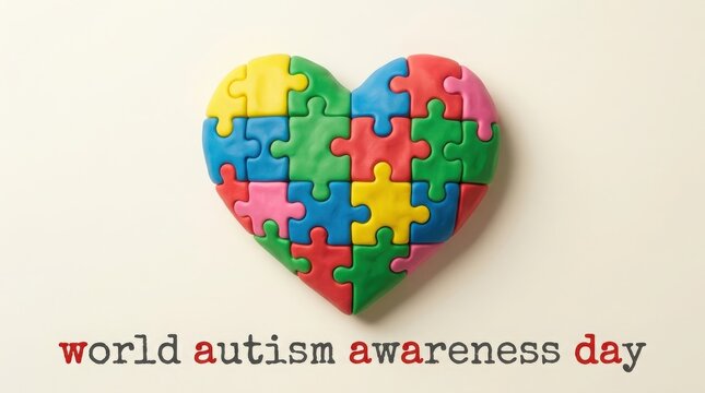 World autism awareness day heart puzzle
