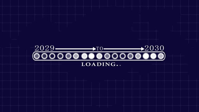 Business Transition from 2029 to 2030 with Digital Progress Loading Bar Enterprise Transformation Goal Tracking Productivity Improvement and Business time line animation.