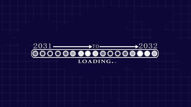 Business Transition from 2031 to 2032 with Digital Progress Loading Bar Enterprise Transformation Goal Tracking Productivity Improvement and Business time line animation.
