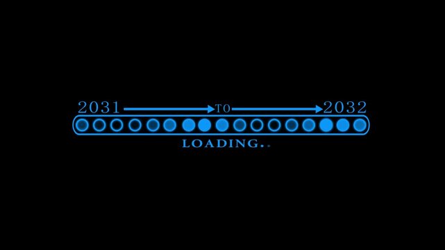 Business Transition from 2031 to 2032 with Digital Progress Loading Bar Enterprise Transformation Goal Tracking Productivity Improvement and Business time line animation.