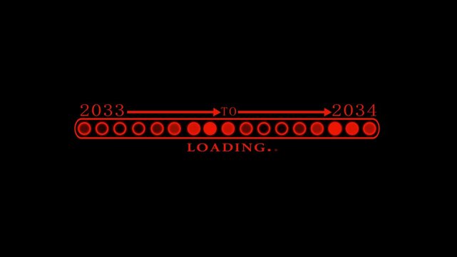 Business Transition from 2033 to 2034 with Digital Progress Loading Bar Enterprise Transformation Goal Tracking Productivity Improvement and Business time line animation.