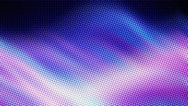 Retro halftone wave background, neon purple and blue gradient abstract texture, futuristic digital screen pattern