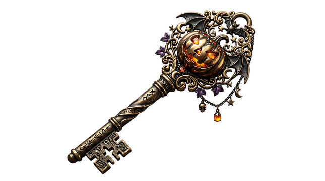 Intricate enchanted key with mystical glowing orb