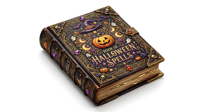 Ornate leather book decorated with pumpkin