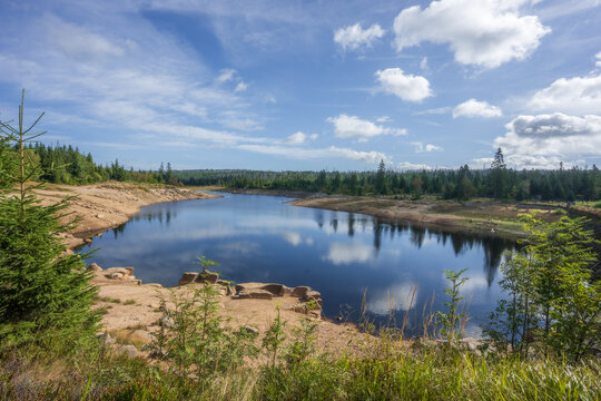Scenic view of Oderteich reservoir in Harz National Park Germany