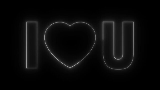 Neon i love u sign on a dark background motion footage, romantic message with glowing effect ideal for valentines day.