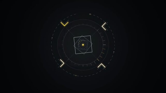 Abstract animated angled corner brackets expanding outward drawn as cool blue-white lines and shapes on a deep dark background. Seamless looping 4K motion graphics video with free space for text, idea