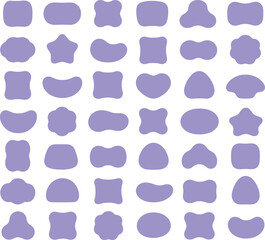 Fototapeta premium Abstract Organic Blob Shape Collection With Soft Lavender Geometric Silhouettes On White Background