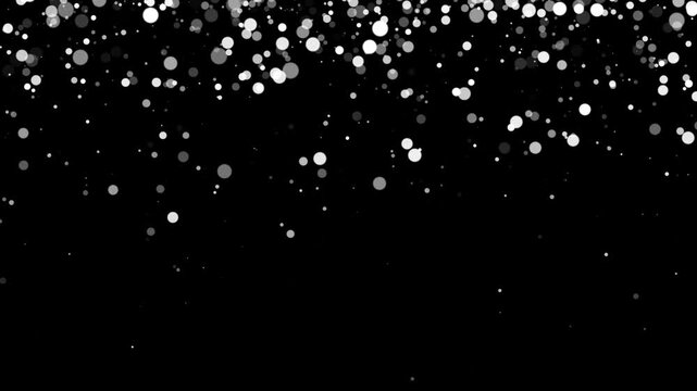 white dust particle burst seamless 4k loop. glittering dust floating with bright star bursts with bokeh flowing falling down, luxury abstract overlay on black background.