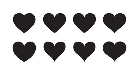 Obraz premium Solid black heart silhouettes collection in various shapes and proportions for romantic design work.