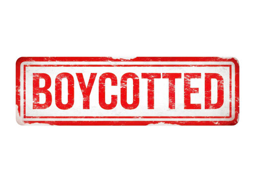 Red rubber stamp with the word boycotted on it isolated on transparent background