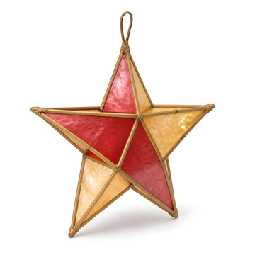 Filipino Parol Lantern with Natural Bamboo and Shell Panels