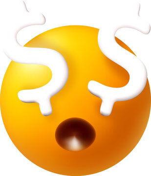 3D Bright yellow emoji with dollar sign eyes