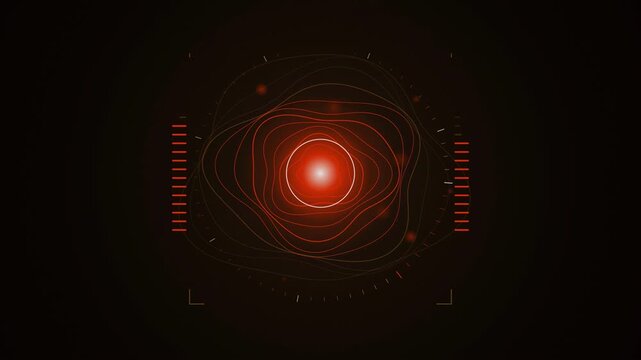 Abstract animated thermal signature blooming into view drawn as coral and magenta lines and shapes on a deep dark background. Seamless looping 4K motion graphics video with free space for text, ideal 