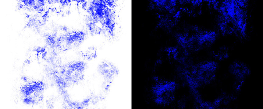 Abstract blue smoke texture, ethereal ink splash on white and black backgrounds, artistic watercolor cloud effect