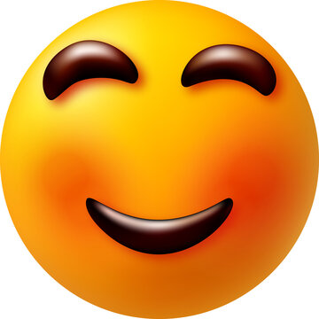 3D emoji with closed eyes and blushing cheeks