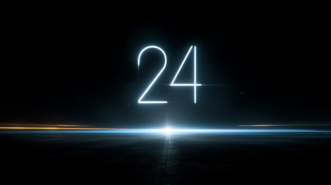Number 24 over Earth horizon