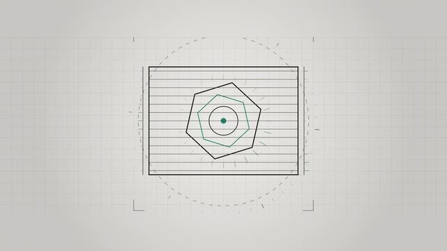 Abstract animated slats rotating open to reveal drawn as cool blue-white lines and shapes on a bright, clean light background. Seamless looping 4K motion graphics video with free space for text, ideal